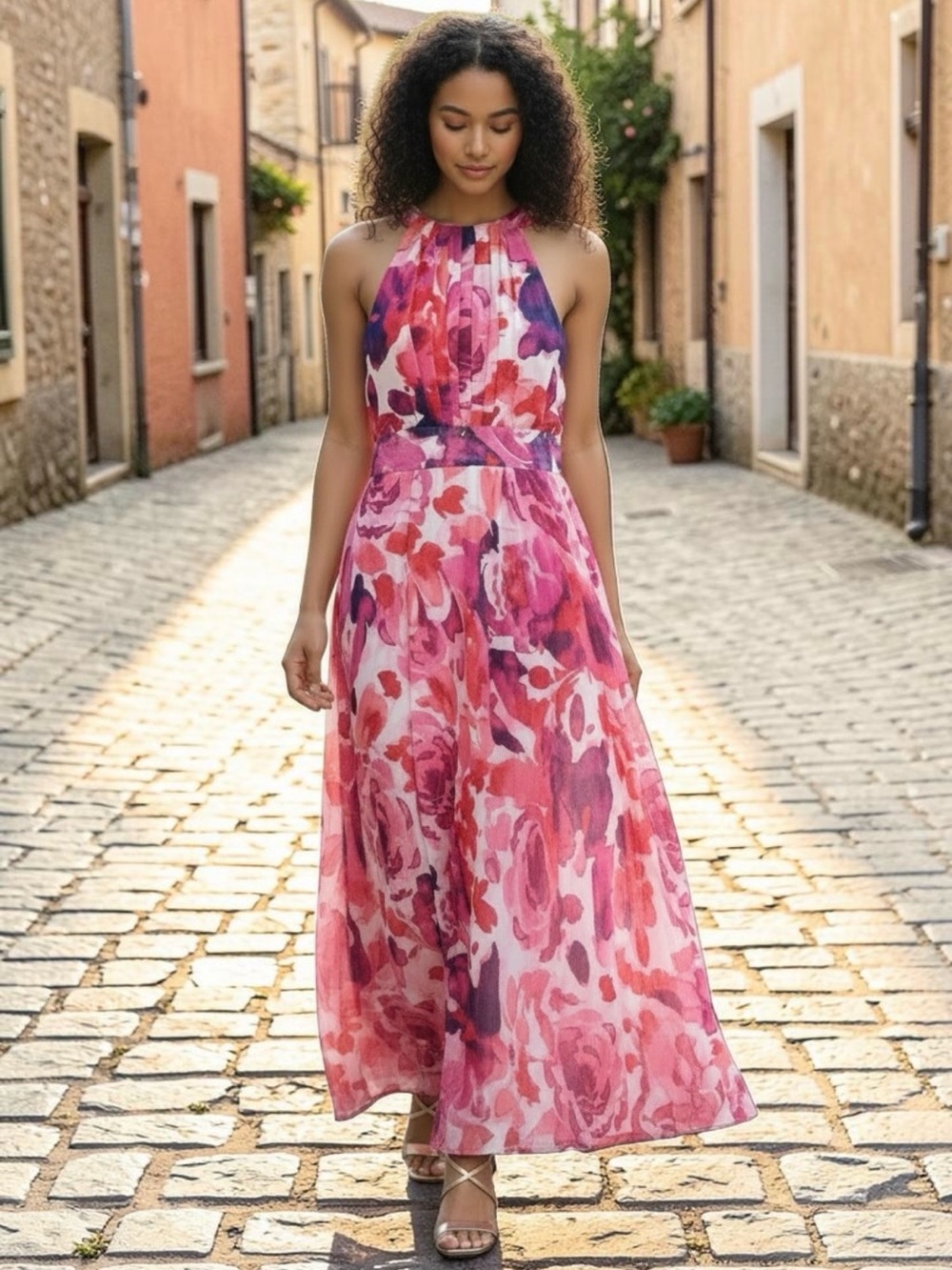 Eliza J Floral Halter Dress
